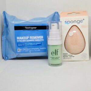 Beauty Bundle NEW Neutrogena Towelettes, ELF Primer & Real Techniques Sponge +